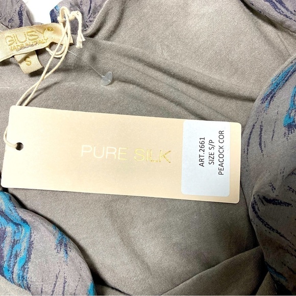 GIUSY SILK PEACOCK DRESS - Size Small - Picture 9 of 11